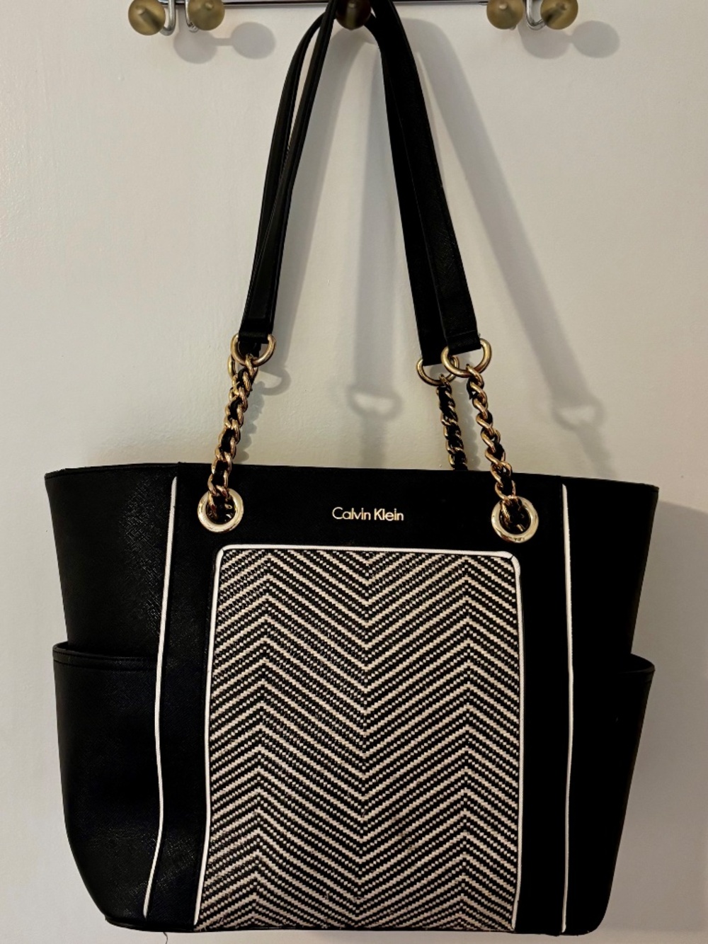 Calvin Klein Chevron Black and White Tote